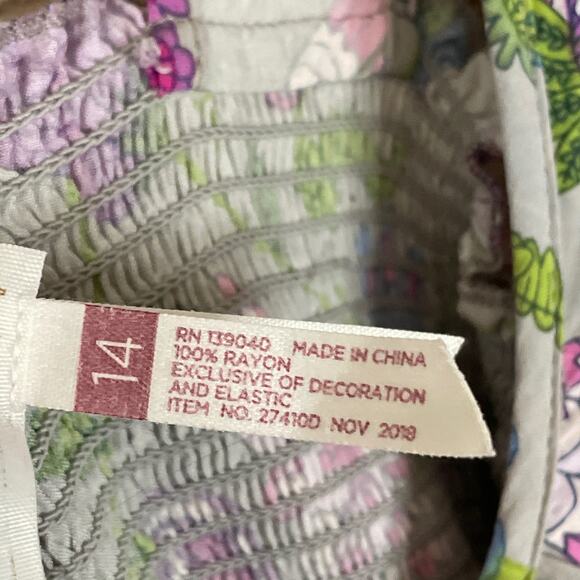 Matilda Jane 435 Ever and Ever Gray Floral Smocked Cold Shoulder Dress Size 14 - Picture 10 of 12